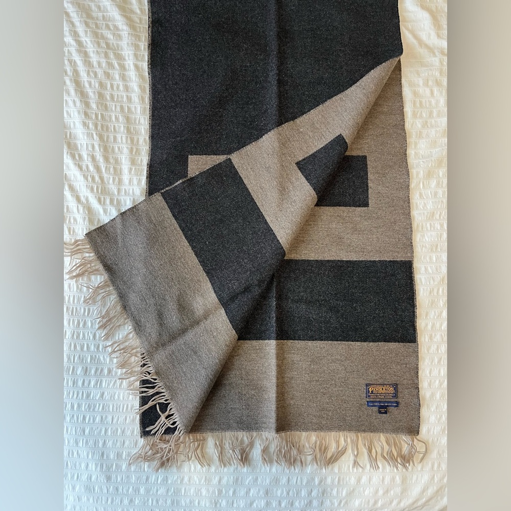Pendleton Charcoal & Brown Wool Scarf